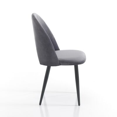 NAIL GRAY chair in velvet effect fabric