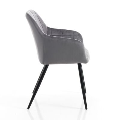 DENVER GRAY chair in velvet effect fabric