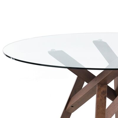 CORK round table in transparent tempered glass