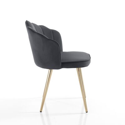SHELL GRAY chair in velvet effect fabric