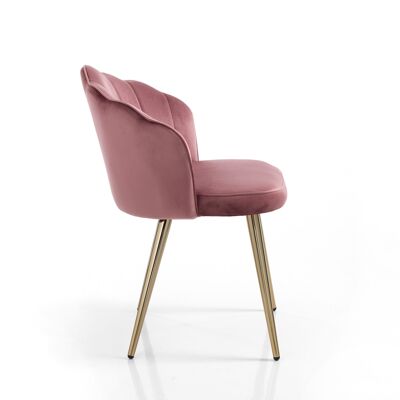 SHELL PINK chair in velvet effect fabric