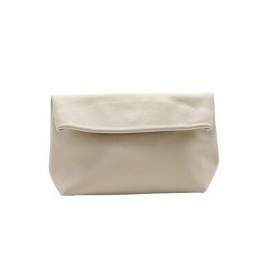 Large pouch in Vanilla-colored leather