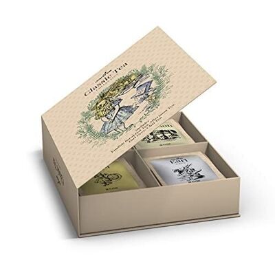 Coffret cadeau livre de thé Alice au pays des merveilles par Charbrew - 64 enveloppes emballées individuellement en 4 saveurs