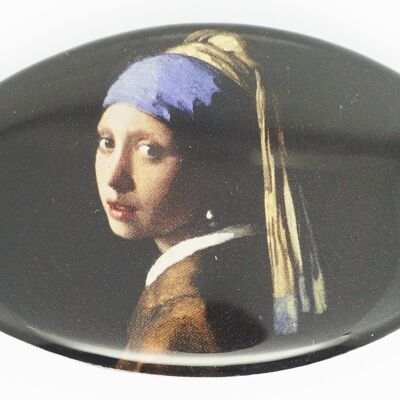 Barrette 6 cm qualité supérieure, Fille avec boucle d'oreille perle Johannes Vermeer, made in France clip