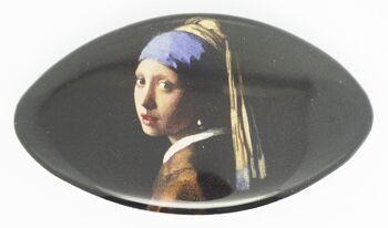 Barrette 6 cm qualité supérieure, Fille avec boucle d'oreille perle Johannes Vermeer, made in France clip 1