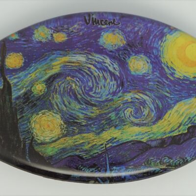 Fermaglio per capelli 6 cm di qualità superiore, Notte stellata Vincent van Gogh, fermaglio realizzato in Francia