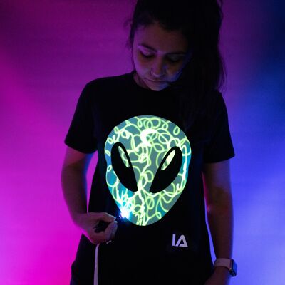 Maglietta Alien Head Interactive Glow In The Dark