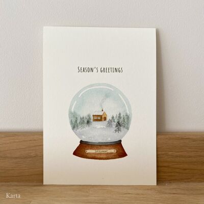 Weihnachtskarte - Schneekugel