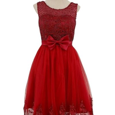 Robe de cocktail courte en tulle Bordeaux