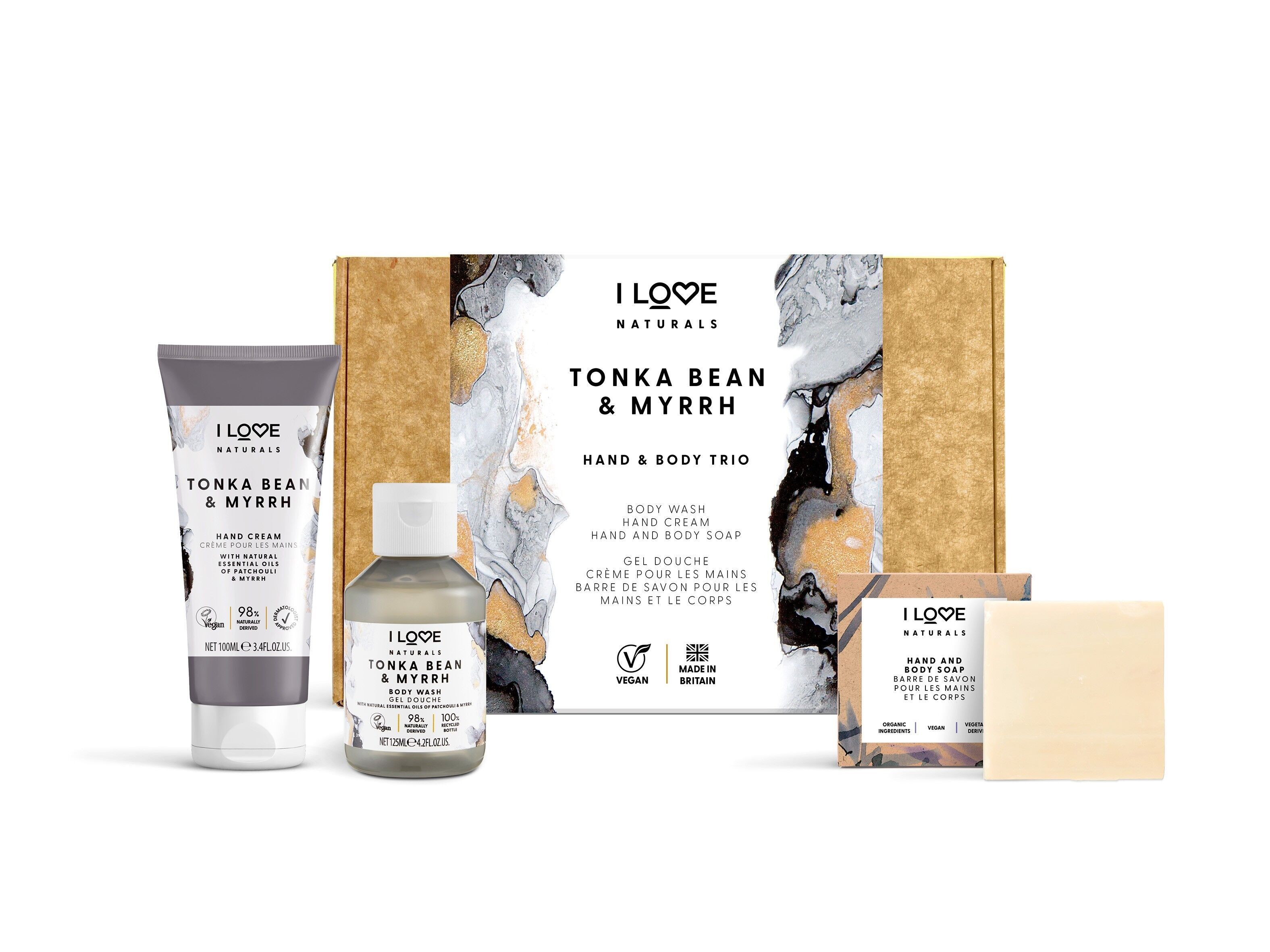 I Love Naturals Hand & Body Trio Pack – Tonkabohne & Myrrhe