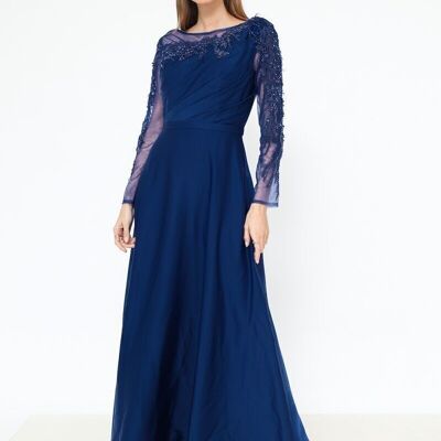 Langärmliges Kleid Marineblau
