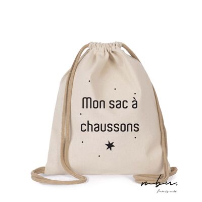 Sac enfant à chaussons | Petit sac à dos à cordon coulissant - Taille enfant | coton recyclé | Sac d'école