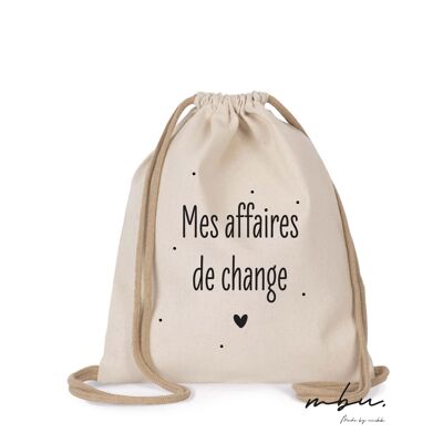Children's bag "My change business" | Small Drawstring Backpack - Child Size | recycled cotton | School bag