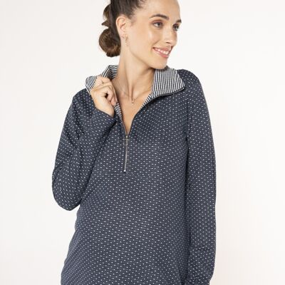 Nursing Sweatshirt With Polka Dots And Stripes