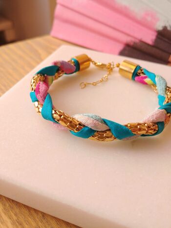 Bracelet Chirimen turquoise 1