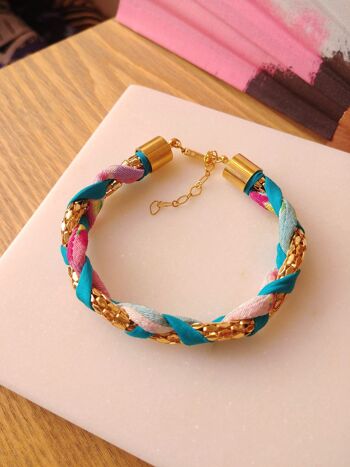 Bracelet Chirimen turquoise 2