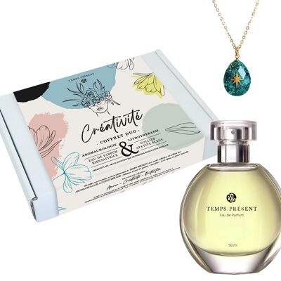 KREATIVITÄTS-SET DUO: STIMMUNGSAUFHÖHENDES PARFUM 50 ml + NATURSTEIN-HALSKETTE