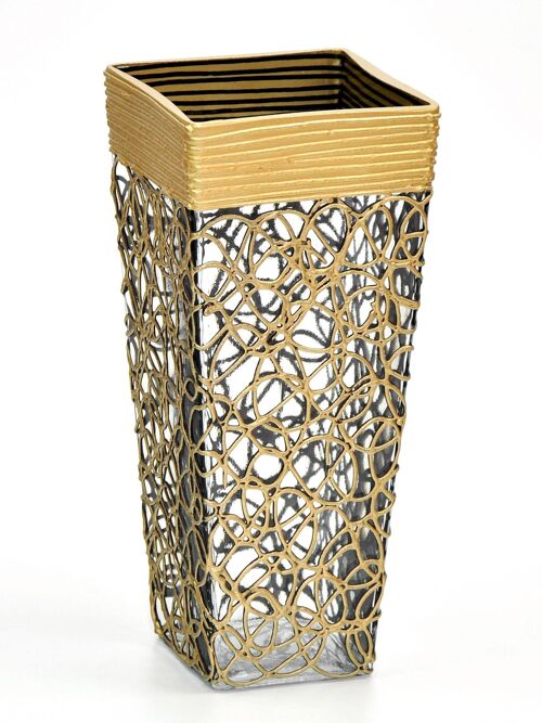Handpainted glass vase for flowers 7011/250/888 | Trapezoid table vase height 25 cm