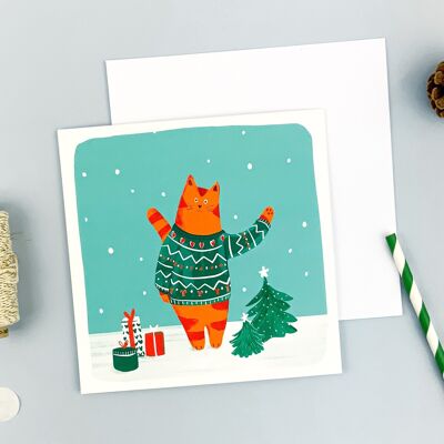 Weihnachtskarte - Hallo Katze