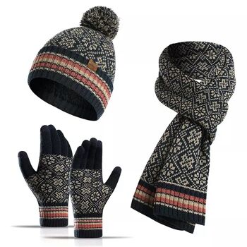 Nouvel ensemble d'hiver | Gants bonnet écharpe en laine tricotée 3 pièces | hommes et femmes | Boîte de Noël | cadeau de Noël! 1
