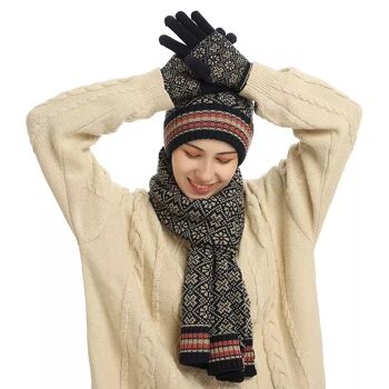 Nouvel ensemble d'hiver | Gants bonnet écharpe en laine tricotée 3 pièces | hommes et femmes | Boîte de Noël | cadeau de Noël! 2