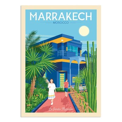 Marrackech Morocco Travel Poster - Villa Majorelle - 30x40 cm