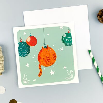 Christmas card - Christmas bauble cat