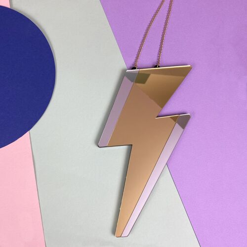 Lightning bolt mirror 'light me' gold&sliver