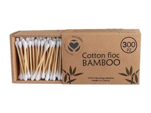 Cotton Fioc Bamboo 300 Pz. cotonati Biodegradable ecologic