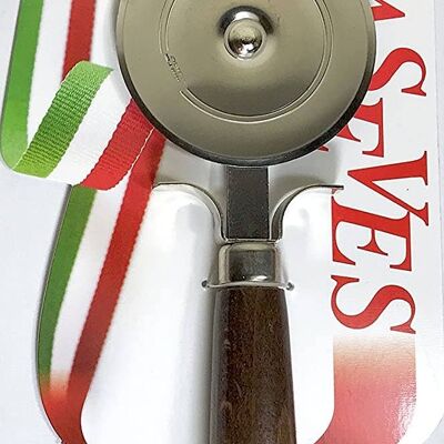 Pizza cutter, steel, neutral chromed wooden handle