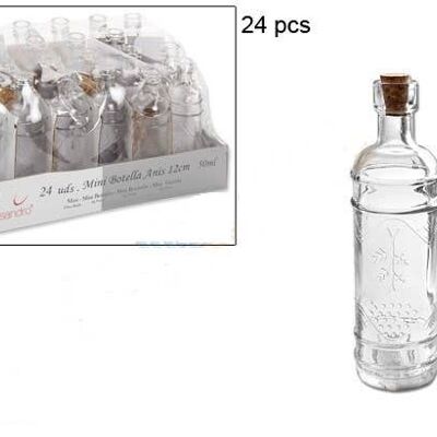 Merveilleuse bouteille en verre avec bouchon en liège taille 50 ml.