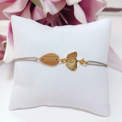 Bracciale ginkgo oro 24k/grigio dorato