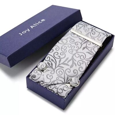 Gift Box Men's Tie Silk | silk hanky / handkerchief | ​​Cufflinks and clips | christmas gift | Christmas tip!