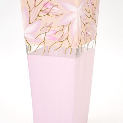 Handbemalte Glasvase für Blumen 7011/250/sh164 | Trapezförmige Tischvase Höhe 25 cm