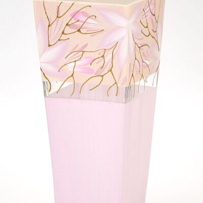 Vaso per fiori in vetro dipinto a mano 7011/250/sh164 | Vaso da tavolo trapezoidale altezza 25 cm