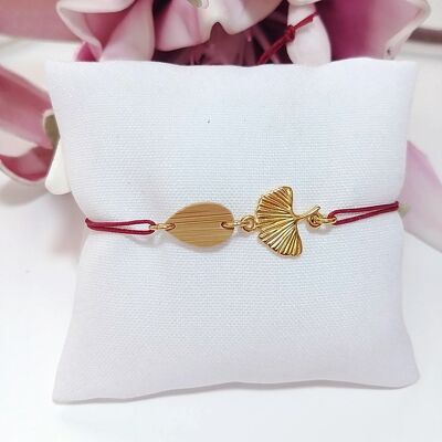 Ginkgo/ burgundy bracelet