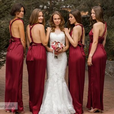 Satin Bridesmaid Infinity Dresses Silk Multiway Dress Guest