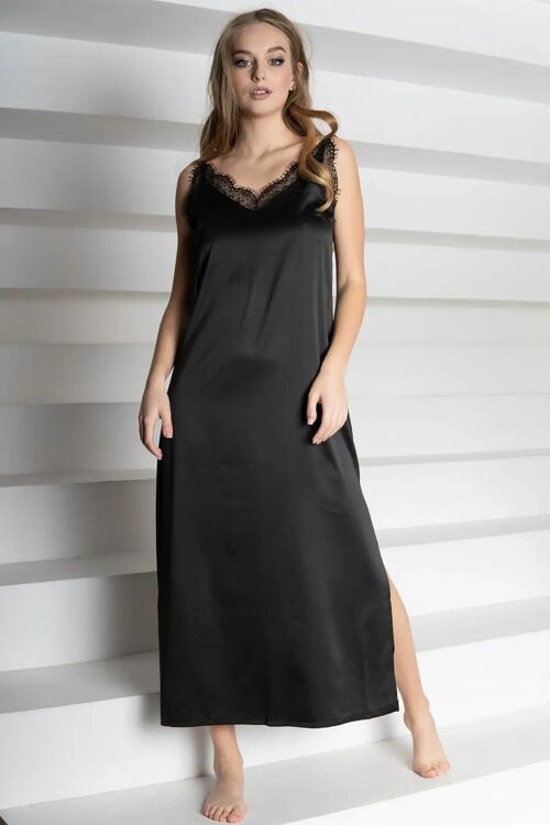 Satin Slip Dresses Bridesmaid Silk Nightgown Dress with Lace