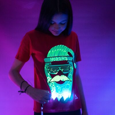 Cool Santa Interactive Glow Camiseta - Edición de Navidad