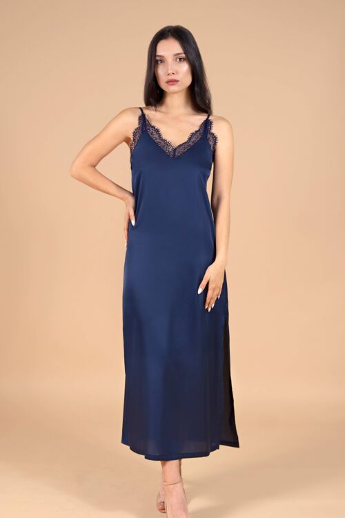 Silk Slip Dresses Bridesmaid Satin Nightgown Dress with Lace