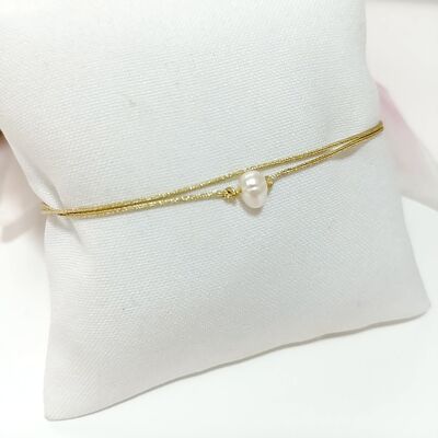 genuine pearl/gold-gold bracelet