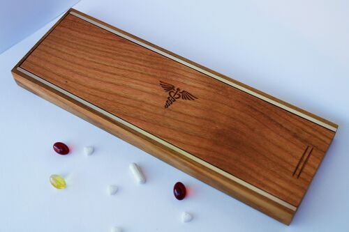 pastillero grande diario de madera, caja de madera, regalo madera personalizado, regalo, caja vitaminas y pastillas grande