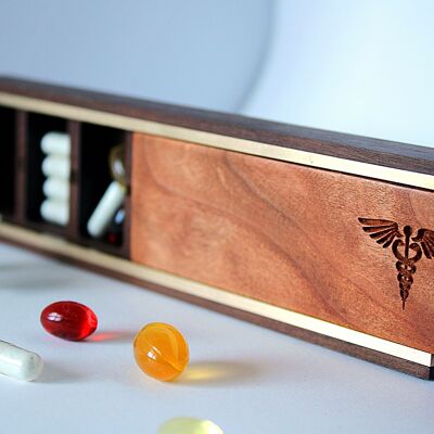 Weekly pill box, daily pill box, wooden pill box, large pill organizer, wooden pills, vitamin box, personalized gift