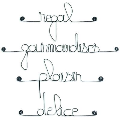 Wall decoration to pin - Set of small metal words for "CUISINE" Delight, Treats, Pleasure, Treat" - Wall jewelry