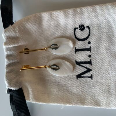 “Belle île” earrings in gold plated and mother-of-pearl