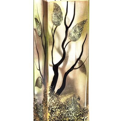 Vaso per fiori in vetro dipinto a mano 6360/300/lk269 | Vaso da tavolo quadrato altezza 30 cm
