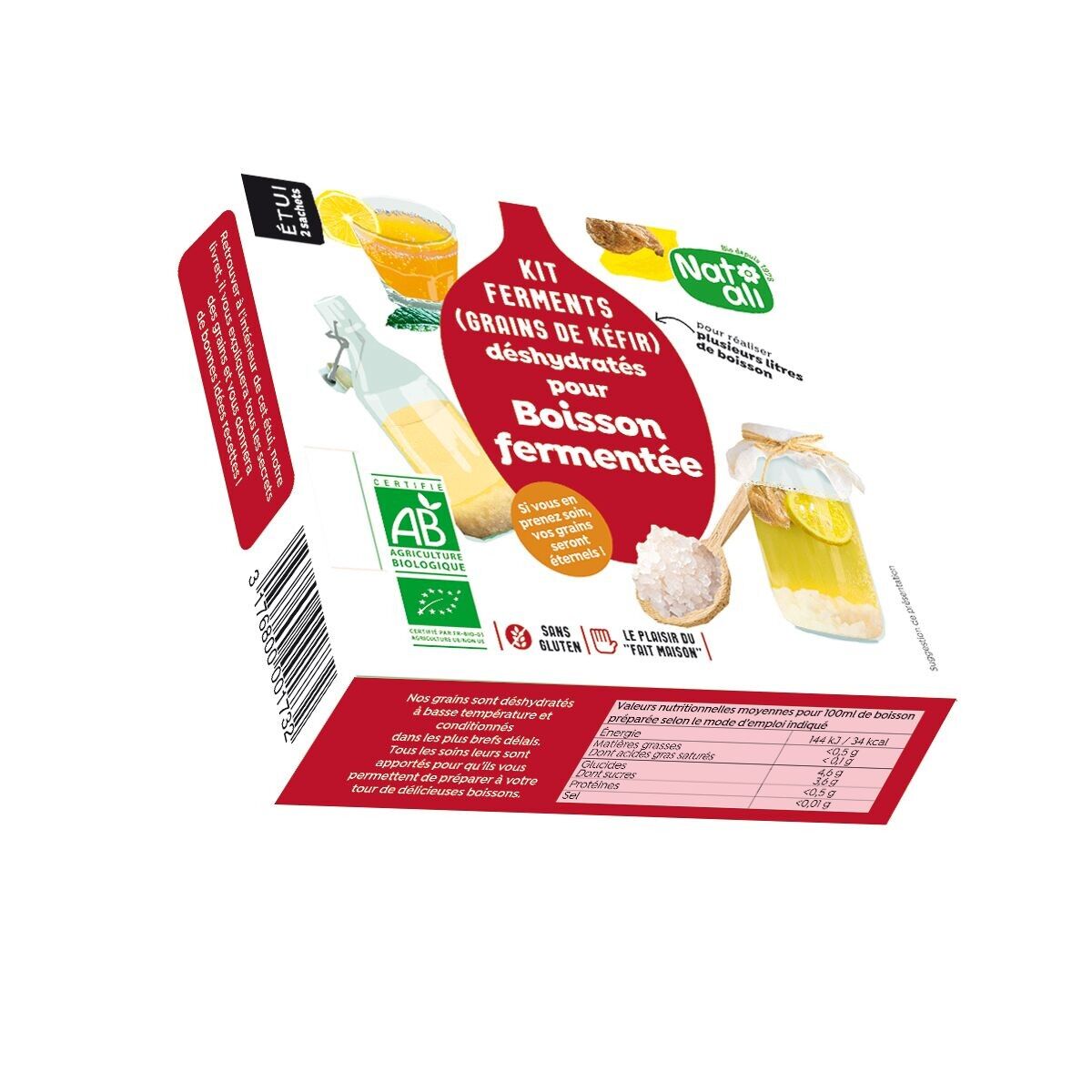 KEF BUBBLES Kit: Fermentiertes Getränk aus Fruchtkefirkörnern