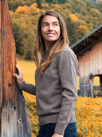 Le Frileux - Pull en laine femme taupe 1