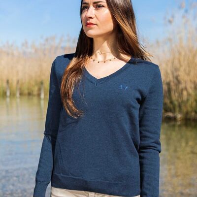Le Délicat - Jersey azul de algodón orgánico para mujer