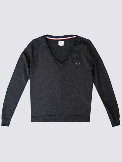 Le Délicat - Pull coton bio femme noir chiné